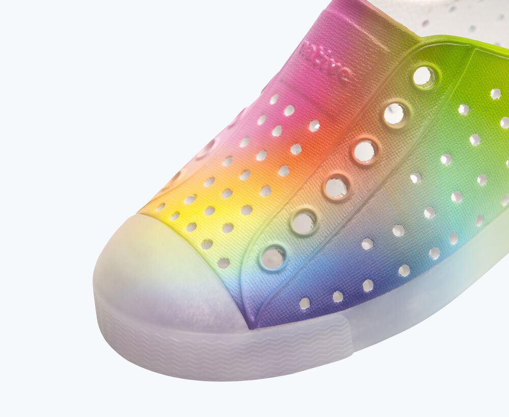 Native Jefferson Print Shoes - Shell White/ Translucent/ Rainbow Blur