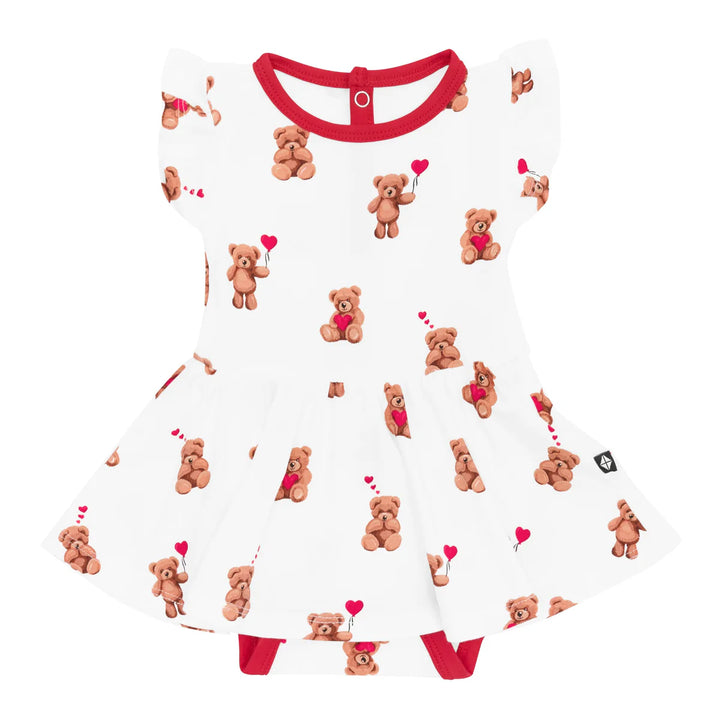 Kyte Baby Twirl Bodysuit Dress - Bear Hearts