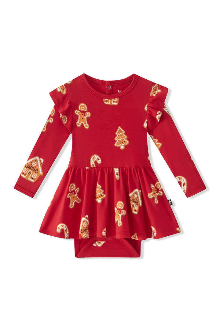 Kyte Baby Long Sleeve Twirl Bodysuit Dress - Gingerbread