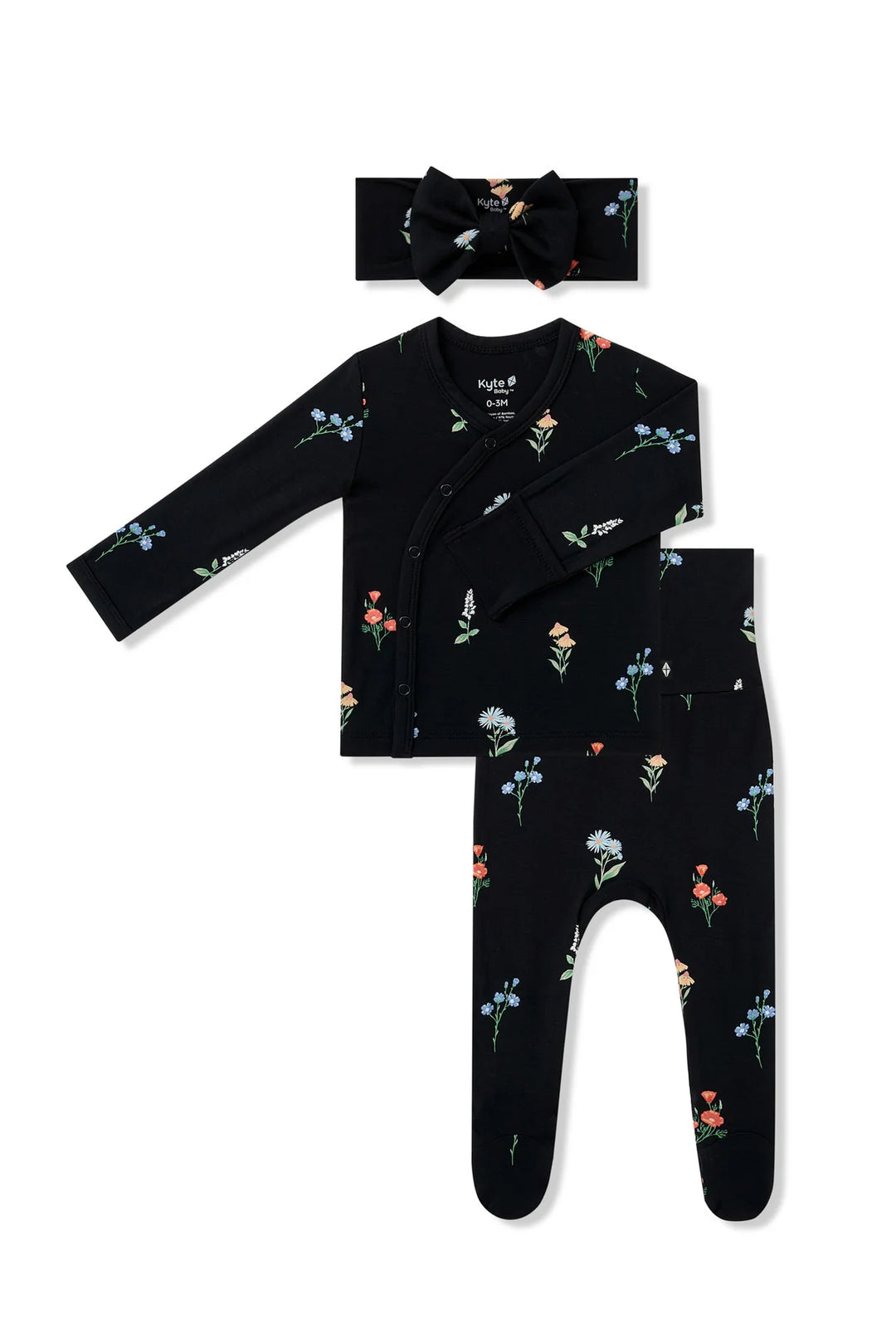 Kyte Baby Take Me Home Set with Bow - Midnight Wildflower