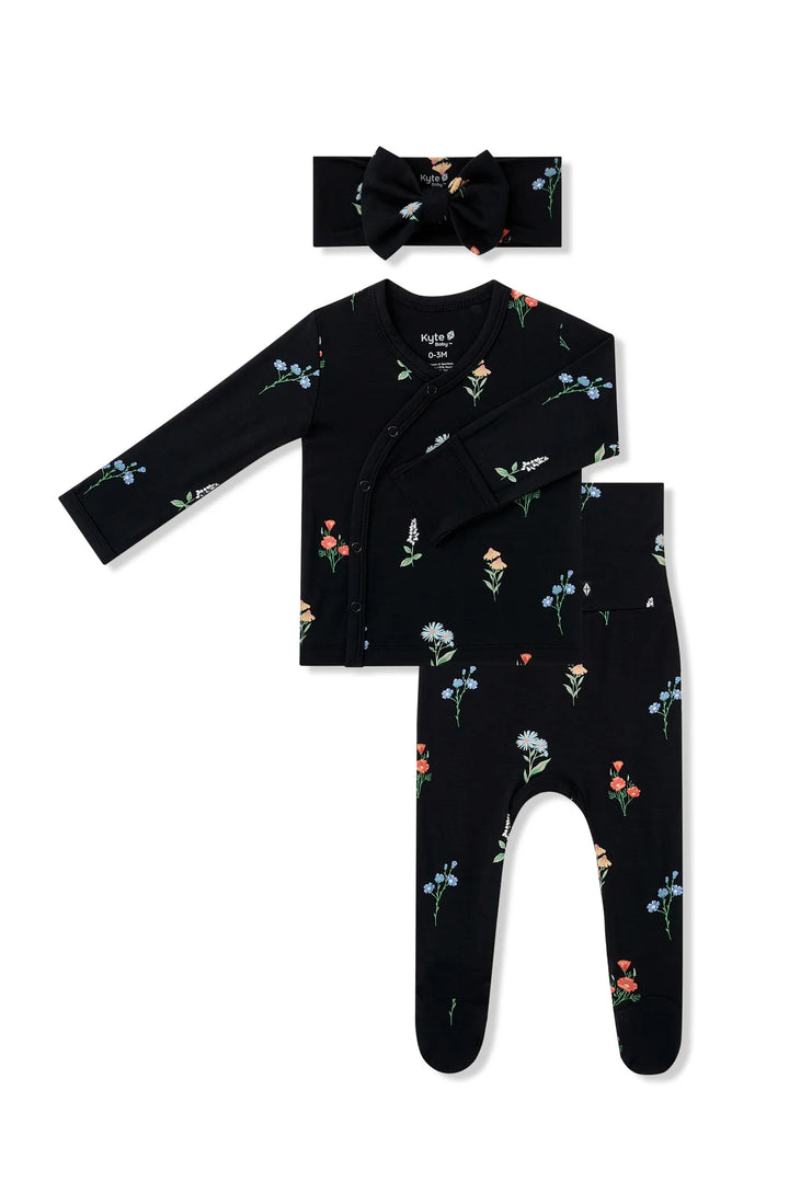 Kyte Baby Take Me Home Set with Bow - Midnight Wildflower