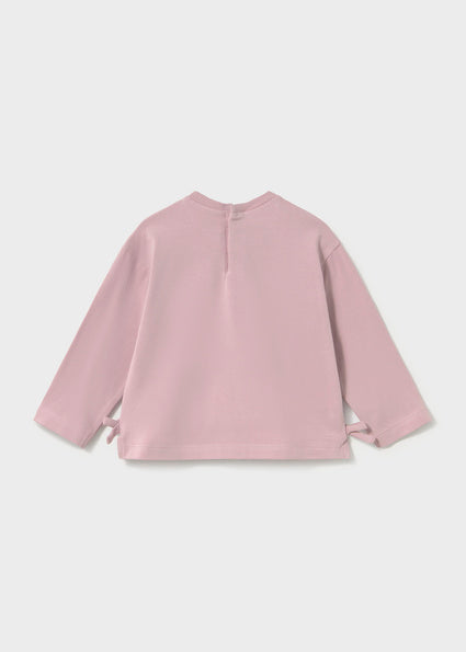 Mayoral Long Sleeve Shirt with  Bow Detail - Mauve