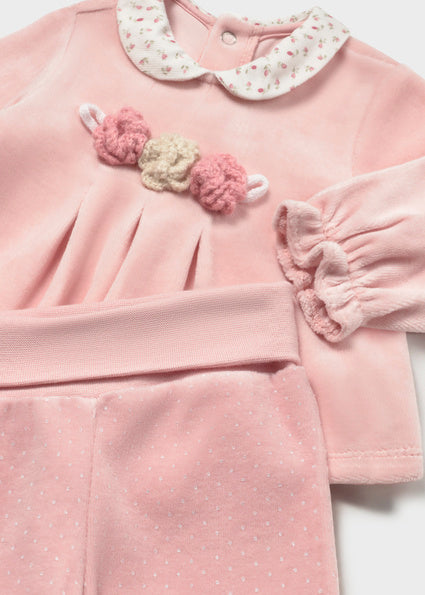 Mayoral Embroidered Pant and Top Set - Baby Rose