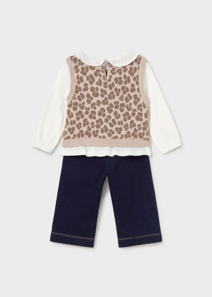 Mayoral 2pc Set with Attached Vest - Walnut
