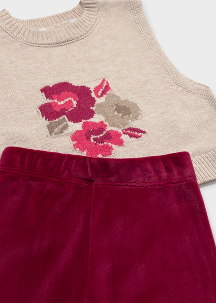 Mayoral 3pc Set with Vest - Raspberry