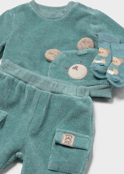 Mayoral 2pc Corduroy Tracksuit with Socks - Mineral