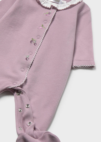 Mayoral Collared Footed Romper - Mauve