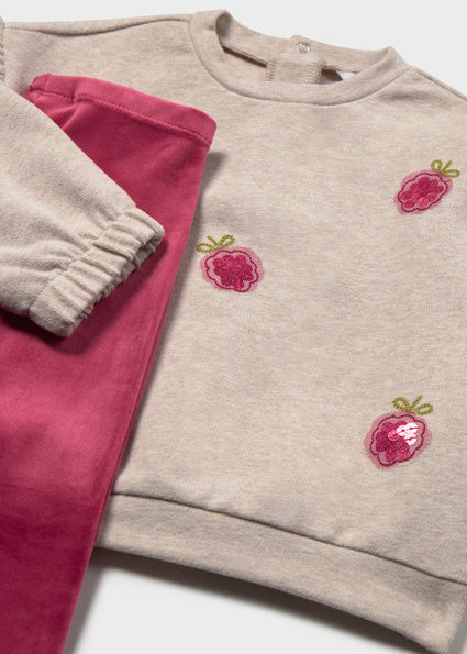 Mayoral Velvet Leggings and Sweater Set - Raspberry