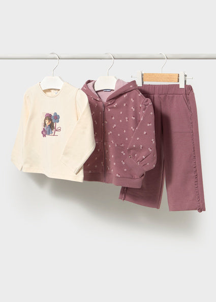 Mayoral 3pc Tracksuit - Violet Flowers