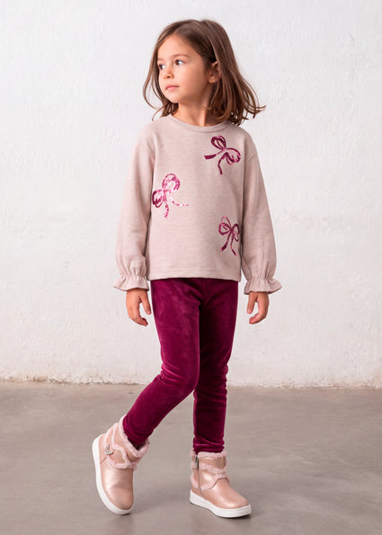 Mayoral Bow Sweater and Legging Set - Raspberry