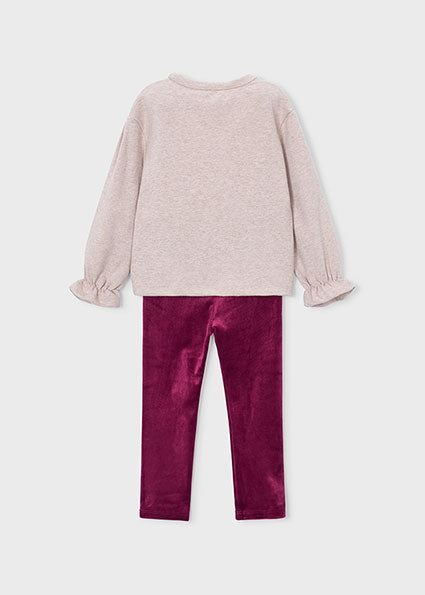 Mayoral Bow Sweater and Legging Set - Raspberry