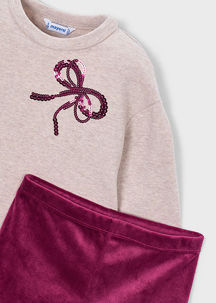 Mayoral Bow Sweater and Legging Set - Raspberry