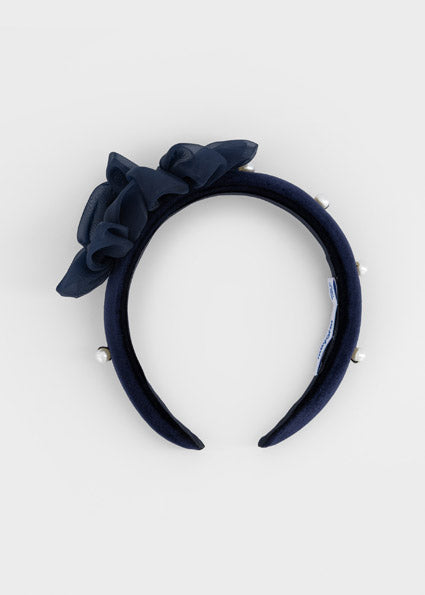 Mayoral Velvet Floral Headband - Navy