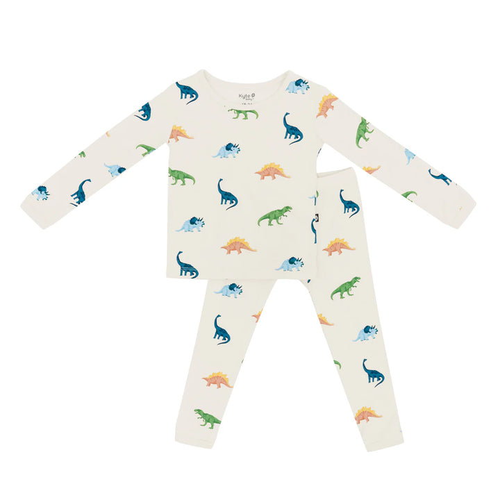Kyte Baby Toddler Long Sleeve Pajama Set - Ecru Roar