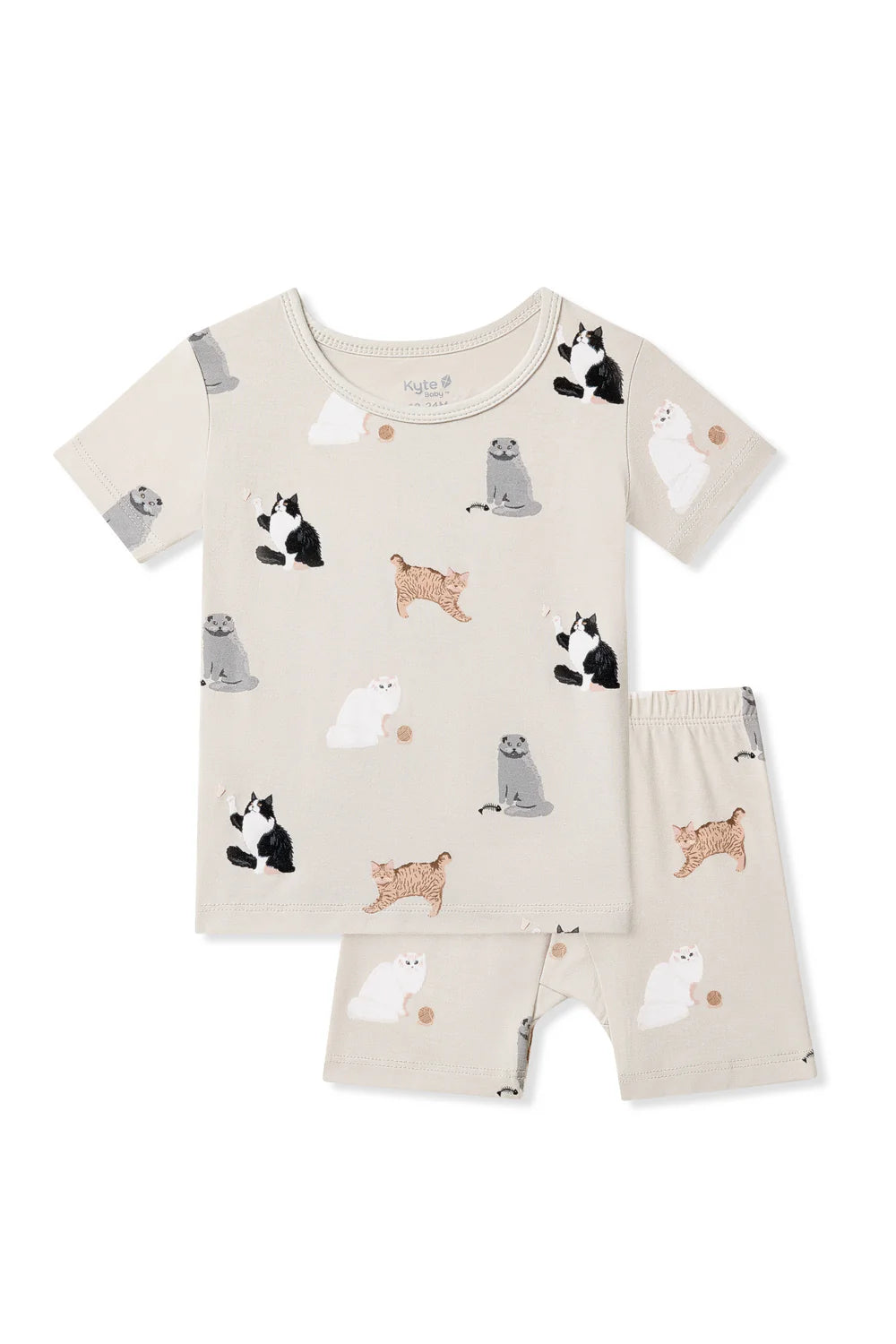 Kyte Baby Short Sleeve Toddler Pajama Set - Fluffy Cat