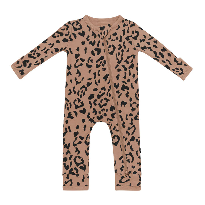 Kyte Baby Zippered Romper - Latte Leopard