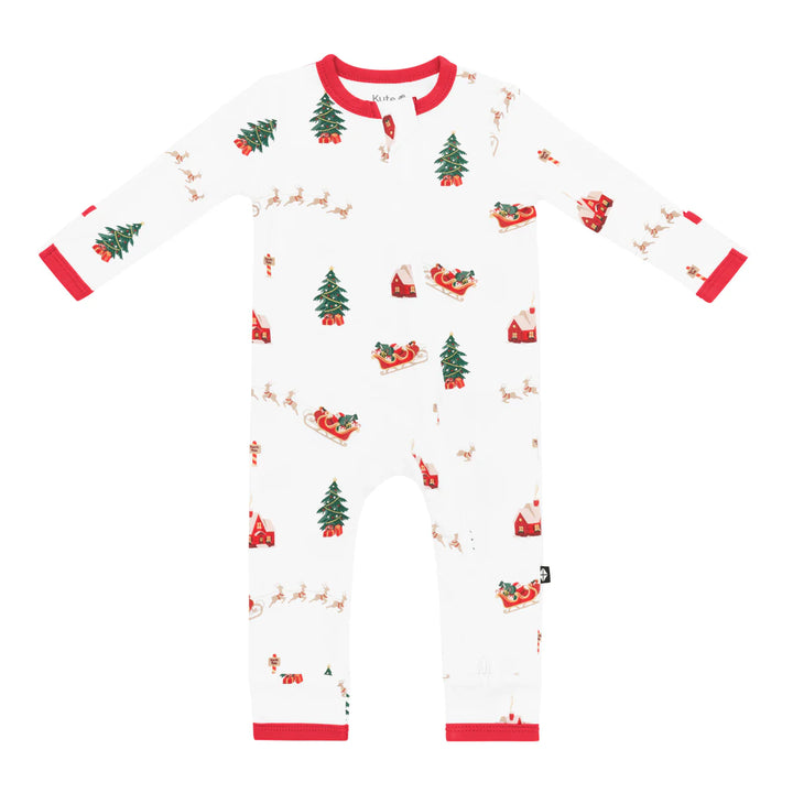 Kyte Baby Zippered Romper - Santa Sleigh