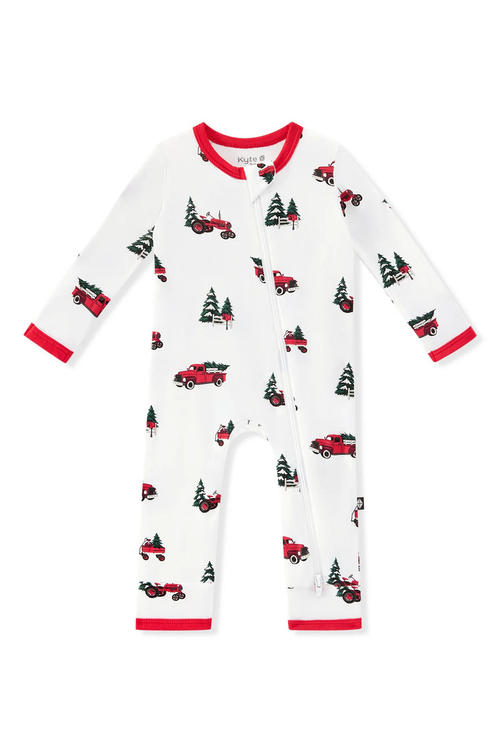 Kyte Baby Zippered Romper - Holiday Tree Farm