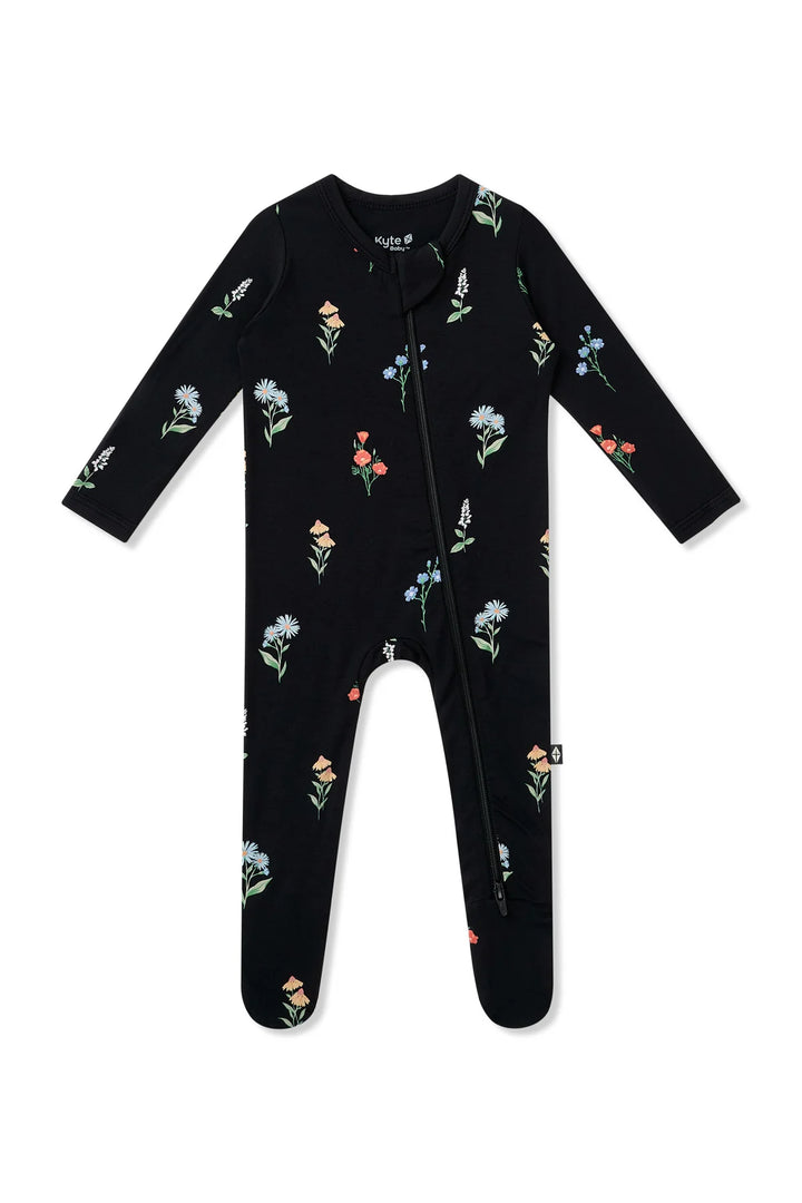 Kyte Baby Zippered Footie - Midnight Wildflower