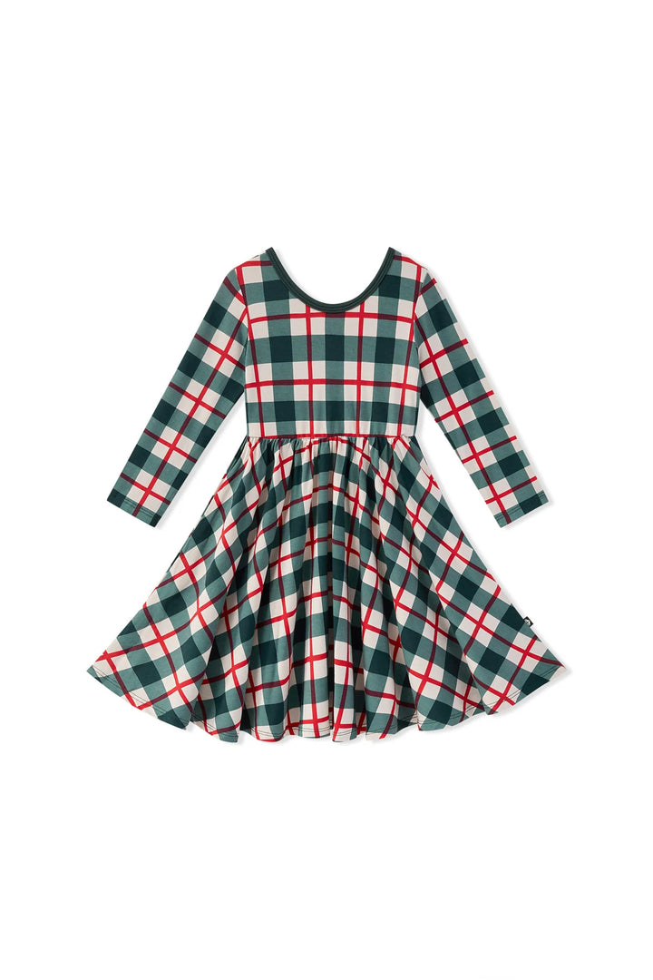 Kyte Baby Long Sleeve Twirl Dress - Holiday Plaid