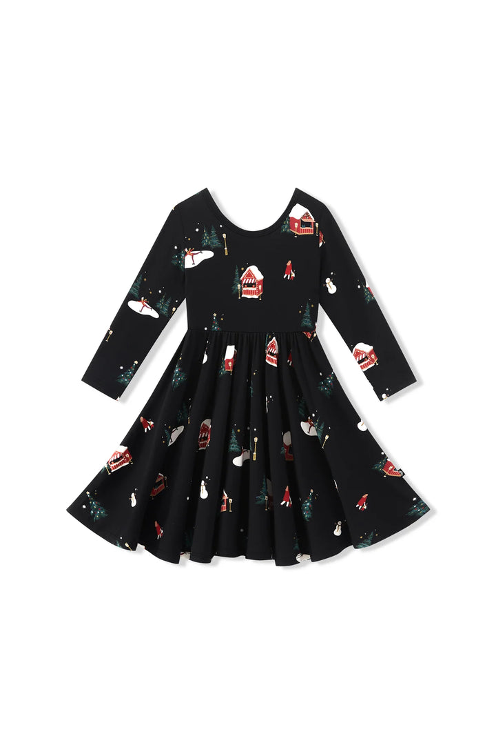 Kyte Baby Long Sleeve Twirl Dress - Winter Wonderland