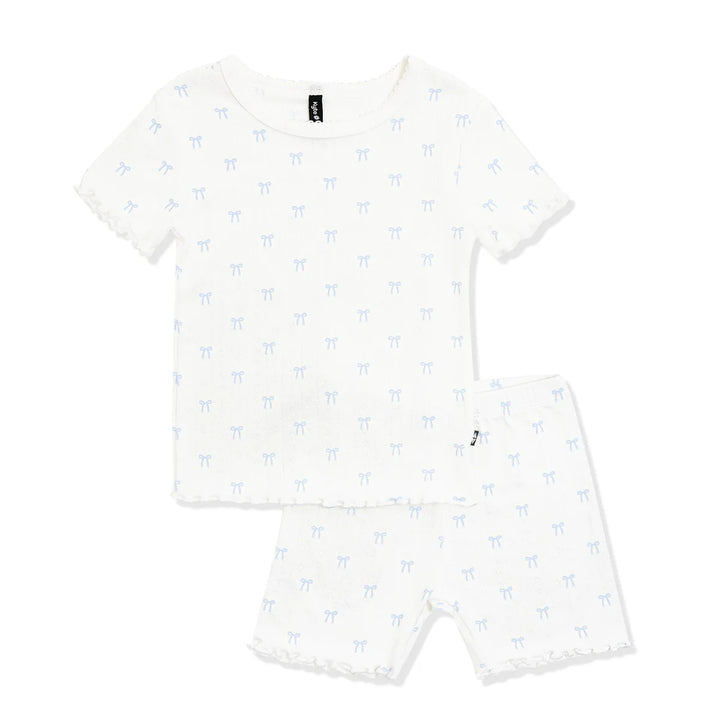 Kyte Baby Pointelle Short Sleeve Set - Sweet Blue Bow