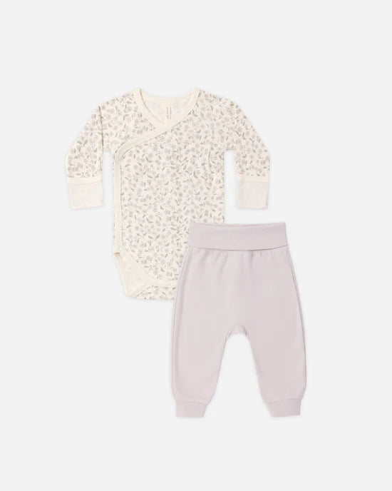 Quincy Mae Side Snap Bodysuit and Pant Set - Floret