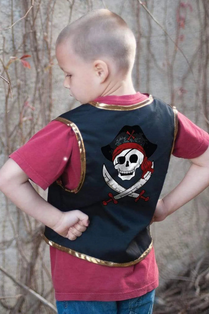 Great Pretenders Pirate Vest &amp; Eye Patch - Black/Reds