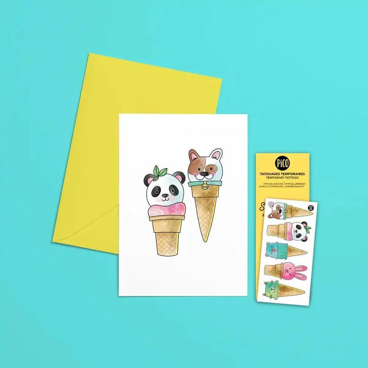Pico Greeting Card with Temporary Tattoos
