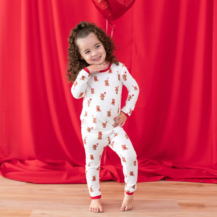 Kyte Baby Long Sleeve Toddler Pajama Set - Bear Hearts
