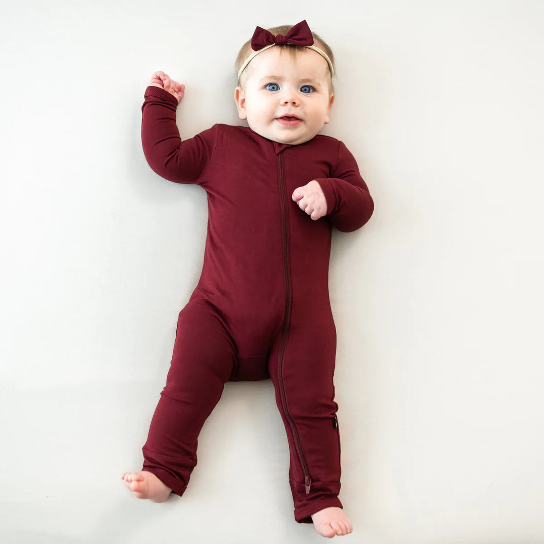 Kyte Baby Zippered Romper - Burgundy