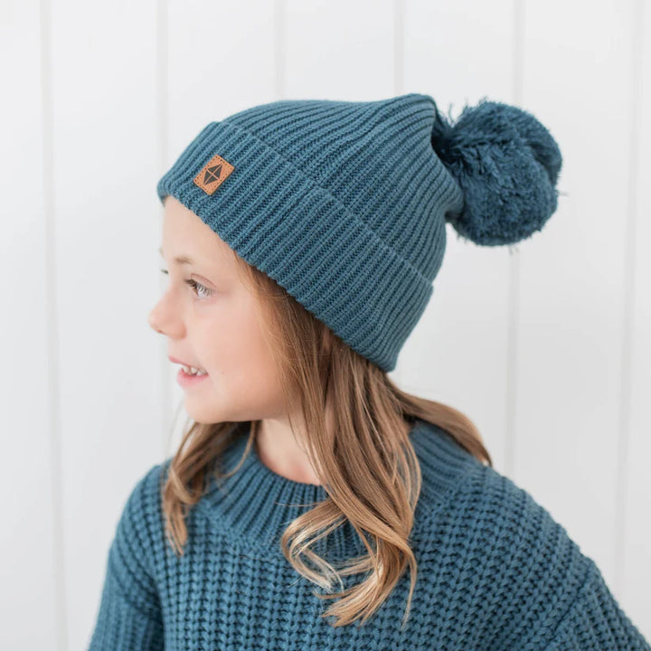 Kyte Baby Chunky Knit Pom Beanie  - Atlantic
