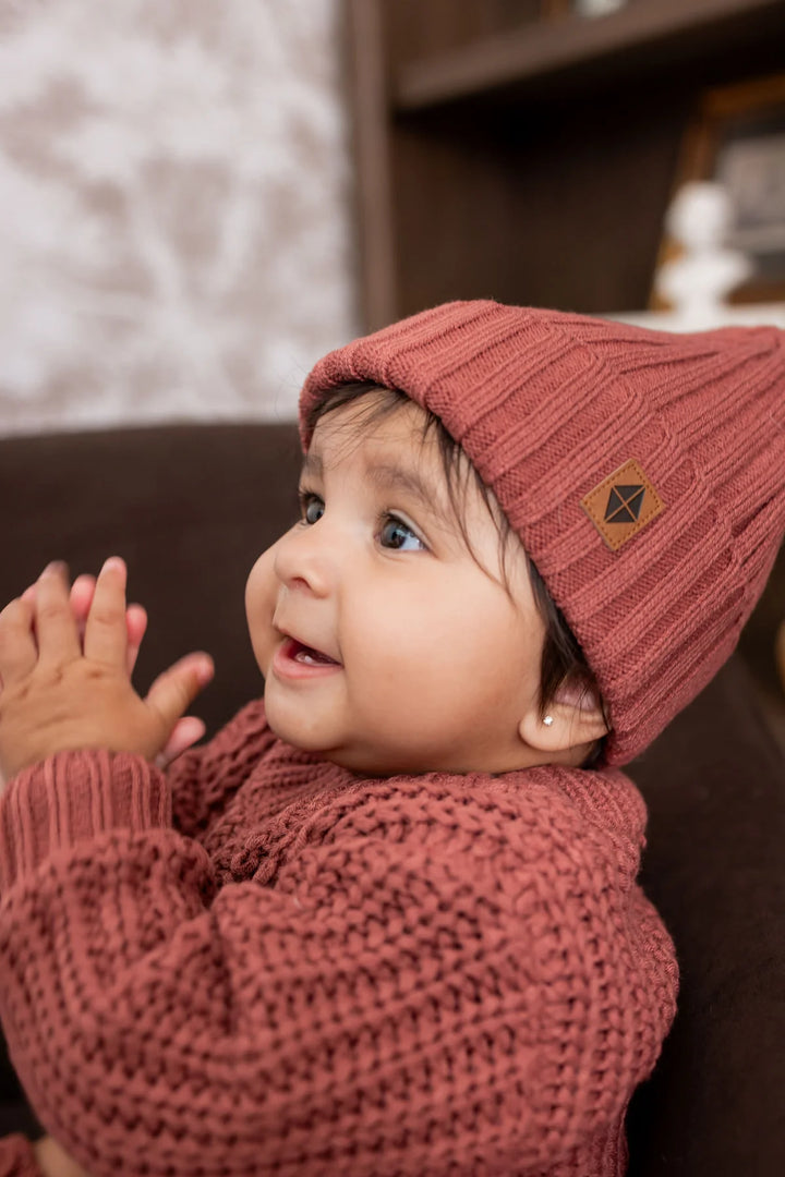 Kyte Baby Chunky Knit Ribbed Beanie - Ember