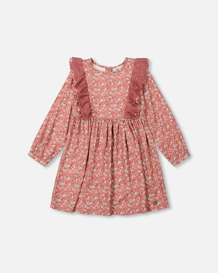 Deux Par Deux Printed Woven Dress With Frills - Liberty Flowers