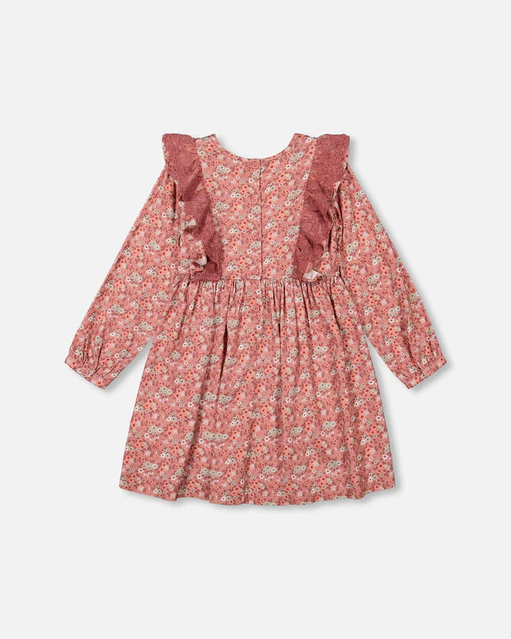 Deux Par Deux Printed Woven Dress With Frills - Liberty Flowers