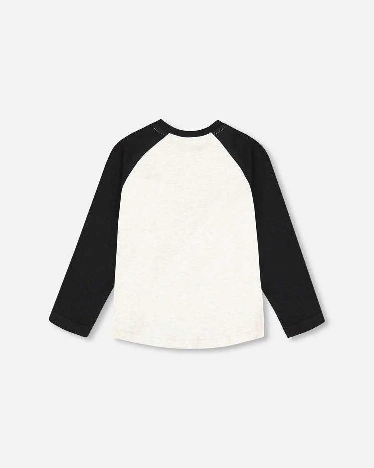 Deux Par Deux Raglan Jersey T-Shirt - Anthracite Dino