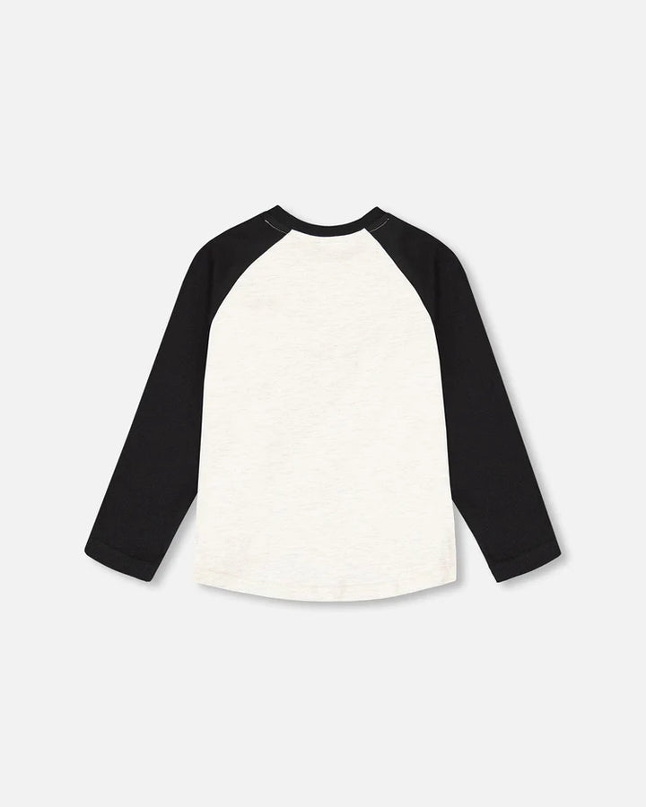 Deux Par Deux Raglan Jersey T-Shirt - Anthracite Dino