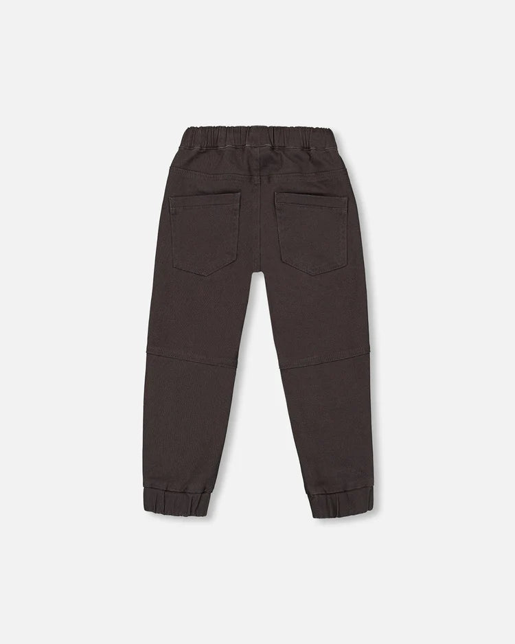 Deux Par Deux Stretch Twill Jogger Pants - Ebony Grey