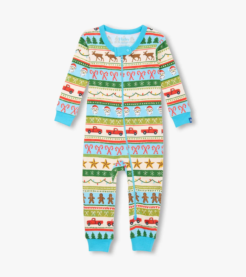 Hatley Fun Fair Isle Cotton Coverall - Blue