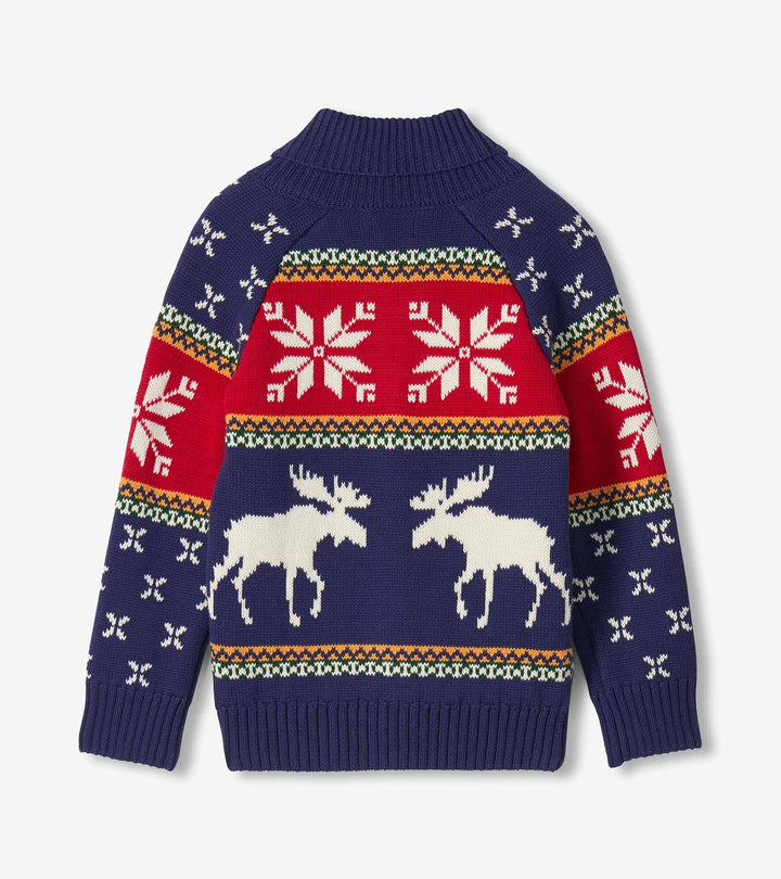 Hatley Shawl Collar Cardigan - Holiday Moose