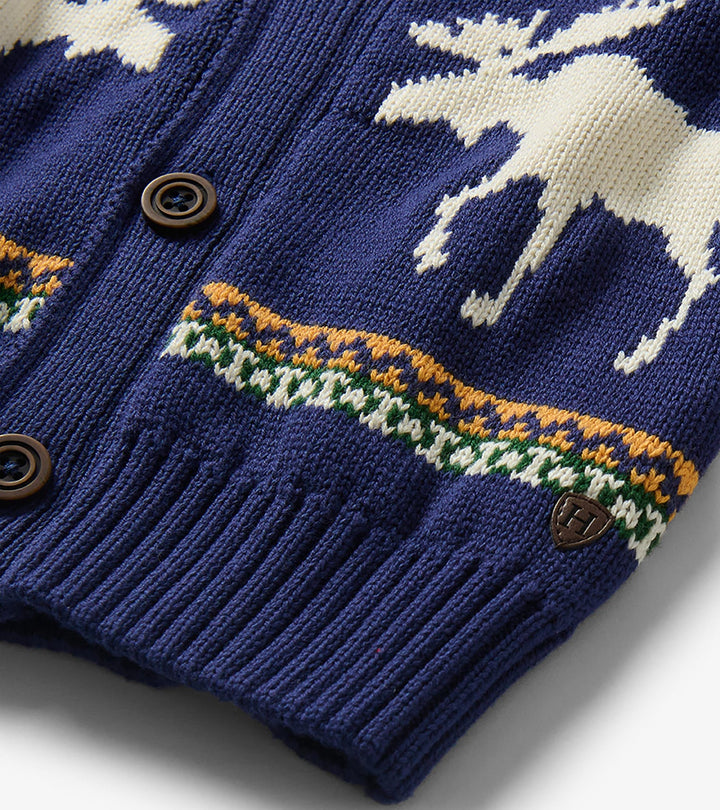 Hatley Shawl Collar Cardigan - Holiday Moose