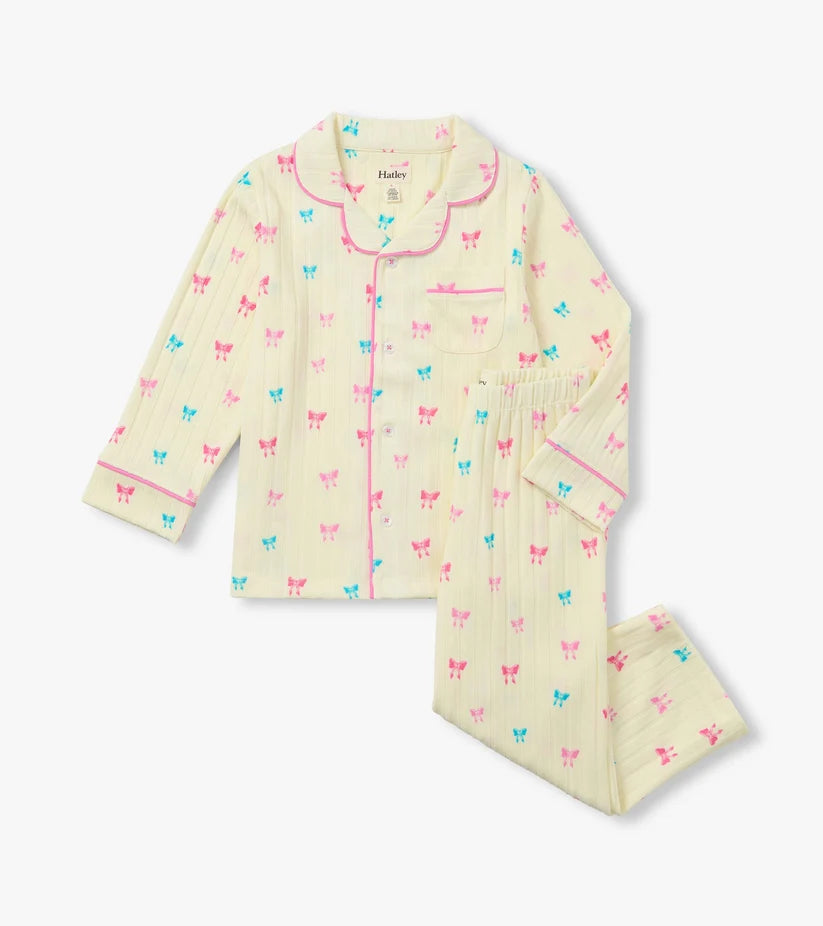 Hatley Relaxed Fit Button Down Pajama Set - Tiny Bows