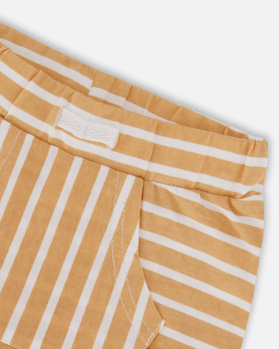 Deux Par Deux Organic Cotton Top &amp; Short Set - Tan Stripe Safari