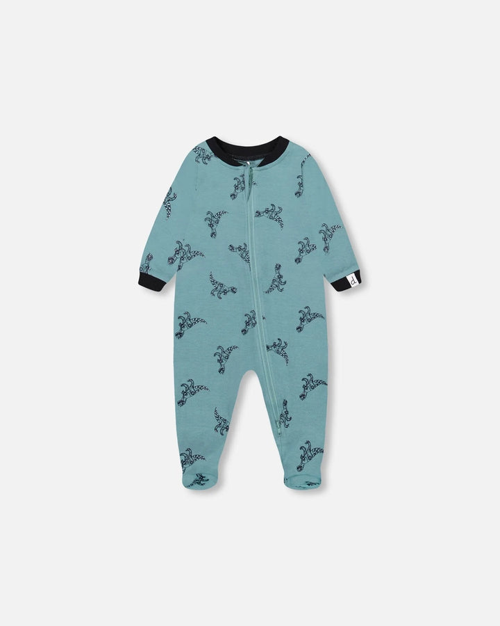 Deux Par Deux Organic Cotton One Piece Pajama - Printed Mechanical