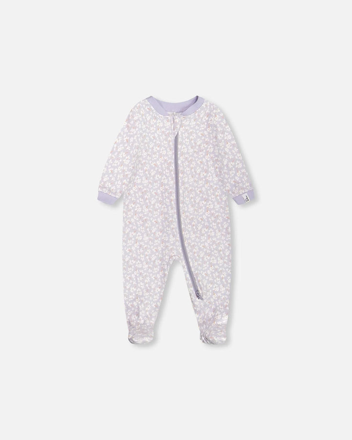 Deux Par Deux Organic Cotton One Piece Pajama - Printed Little Flowers