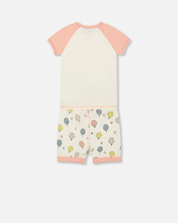 Deux Par Deux Organic Cotton Short Two Piece Pajama Set - Printed Candy Floss