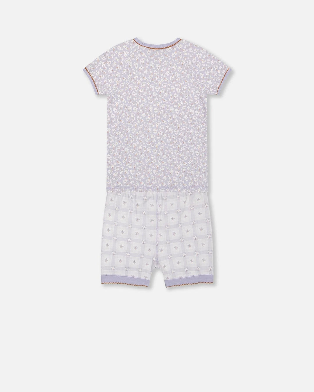 Deux Par Deux Organic Cotton Short Two Piece Pajama Set - Printed Little Flowers