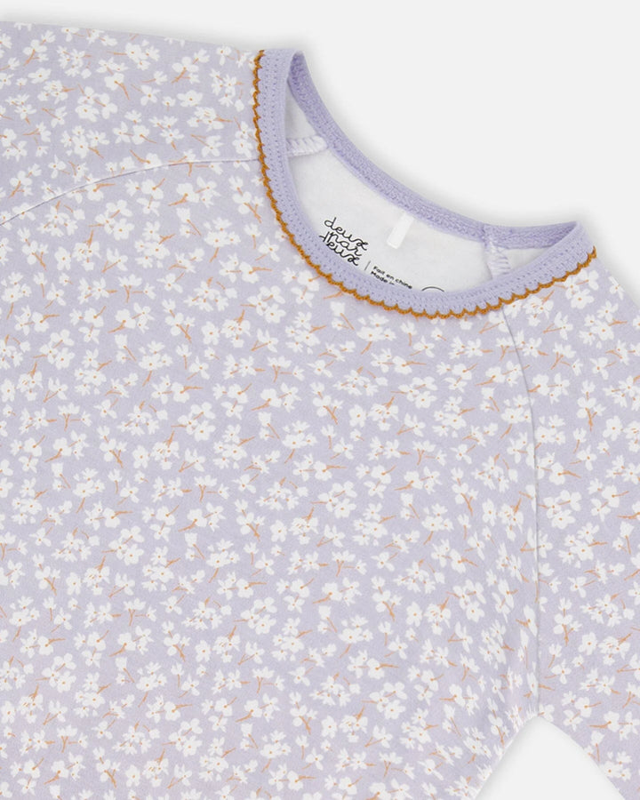 Deux Par Deux Organic Cotton Short Two Piece Pajama Set - Printed Little Flowers