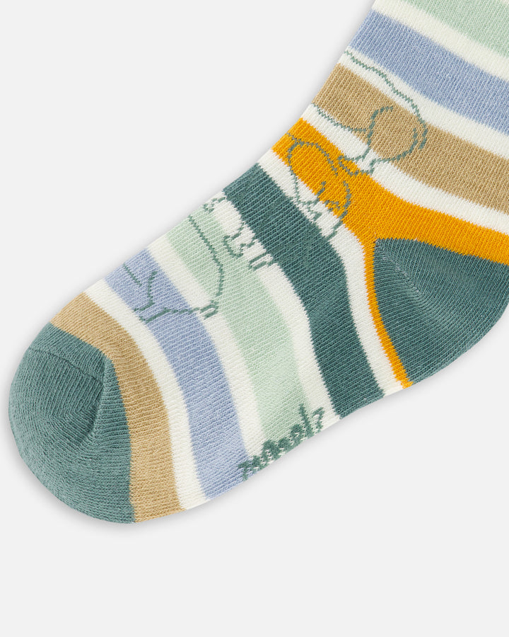 Deux Par Deux Jacquard Socks - North Atlantic
