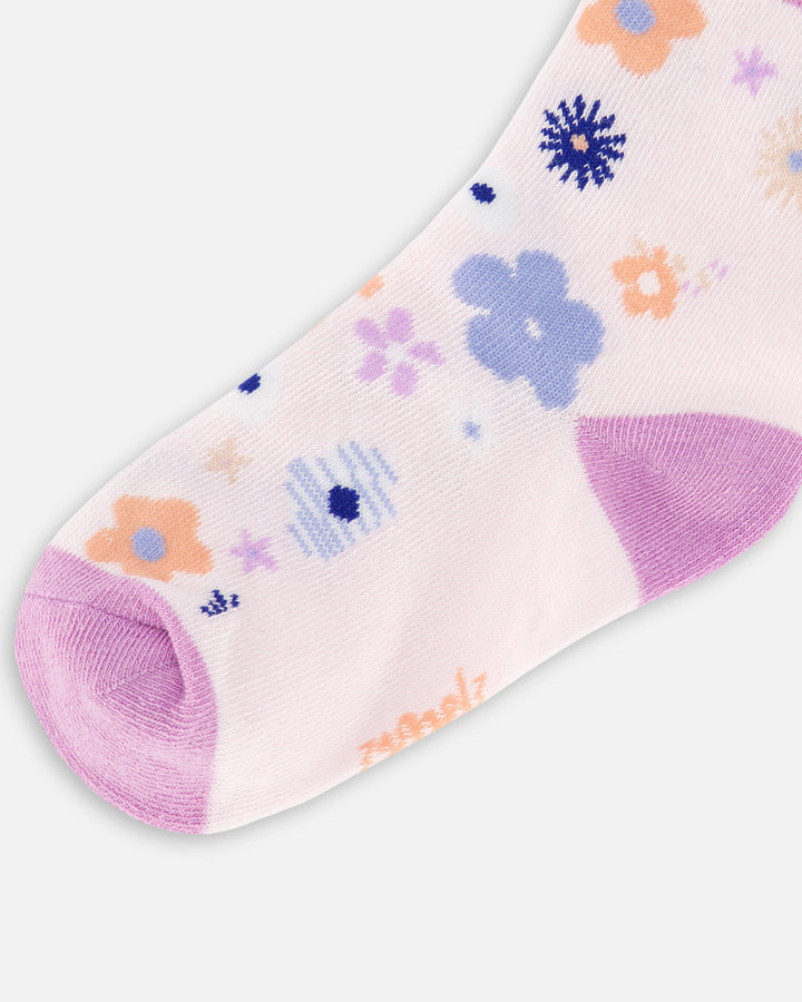 Deux Par Deux Jacquard Socks - Violet Tulle